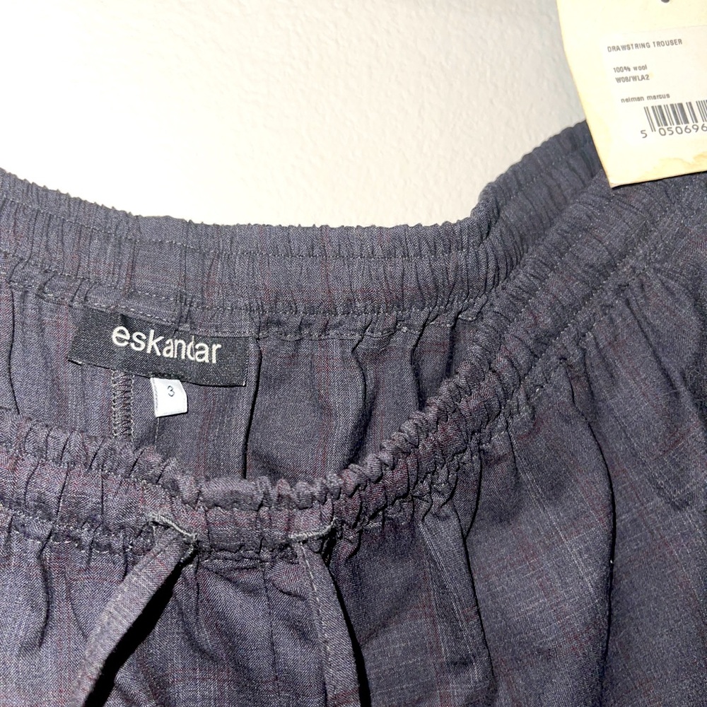 Eskandar Wool Trouser (W08/WLA2) Drawstring Pants New Zealand Wool Grey - Size 3